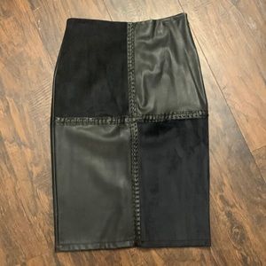 BGDK faux leather and suede pencil skirt